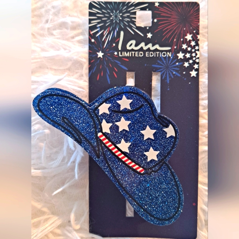 NWT 3 I Am LIMITED EDITION Labor Day Cowboy Hat Claw Clips Western Barettes Y2K